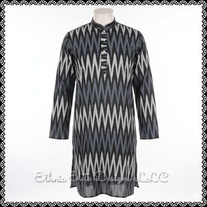 New Handmade ikkat long sleeve casual cotton kurtas for men 2xl/ 3xl